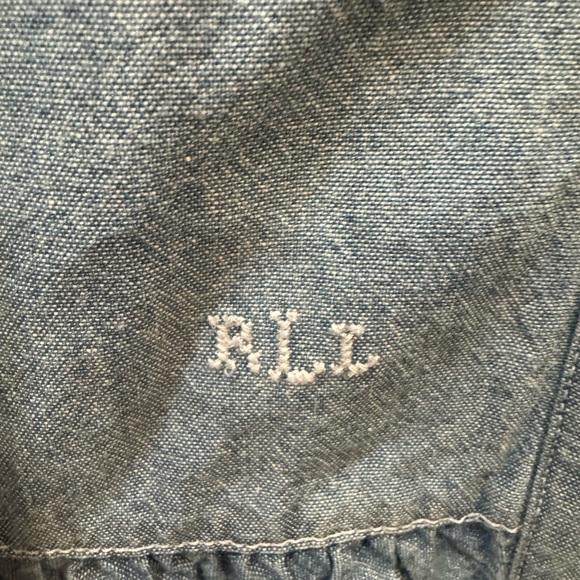 Ralph Lauren Vintage Chambray Maxi Skirt Women 4 petite Pearl Snap equestrian - Picture 4 of 12